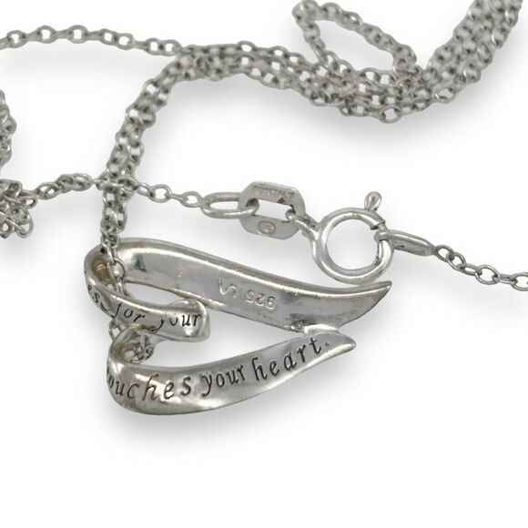 Vintage Sterling Silver 925 True Friend Quote Heart Pendant ONLY - Picture 2 of 5